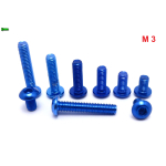 NIEBIESKIE ALUMINIOWE ŚRUBY ISO 7380 M3